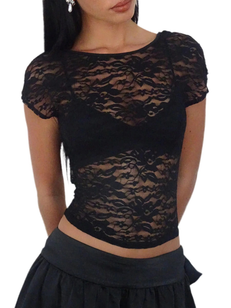 Lace Backless Crop Top