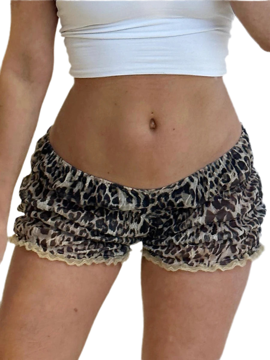 Leopard Print Ruffle Shorts