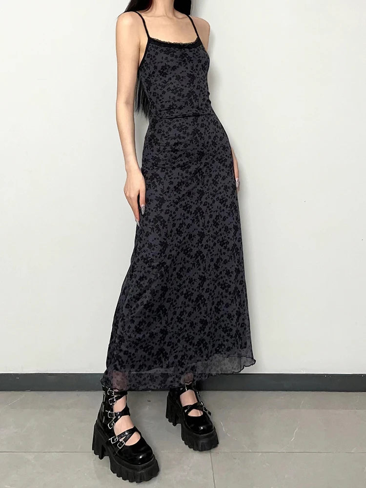 Grunge Spaghetti Strap Maxi Dress