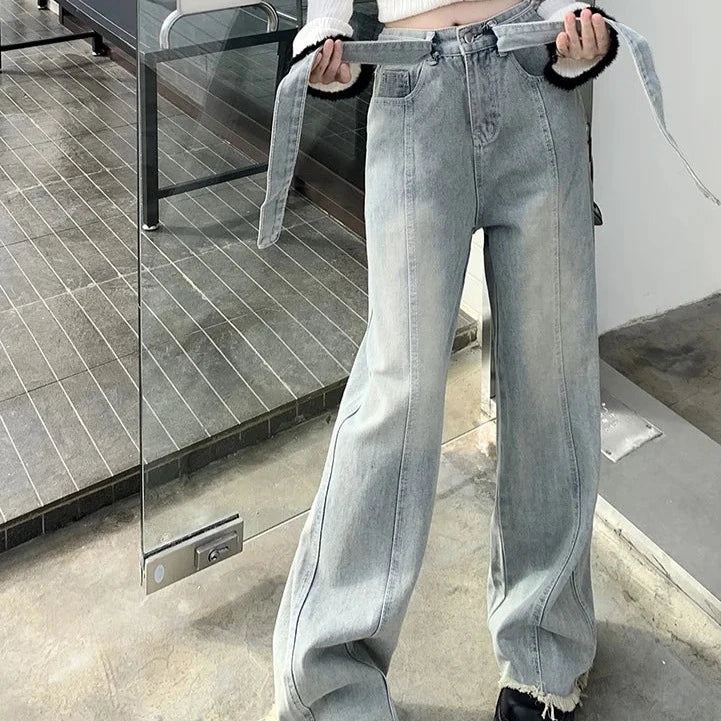 Slergiri Mid Waisted Raw Jeans