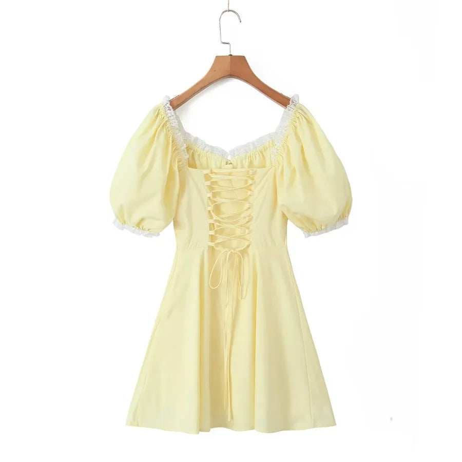 Yellow Lace Mini Dress