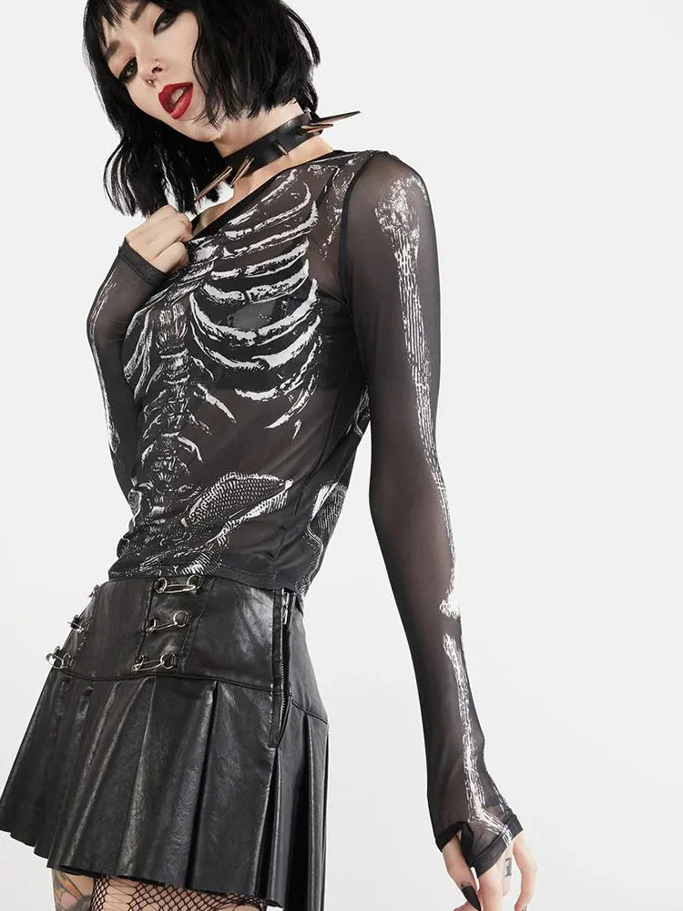Skeleton Long Sleeve Crop Top