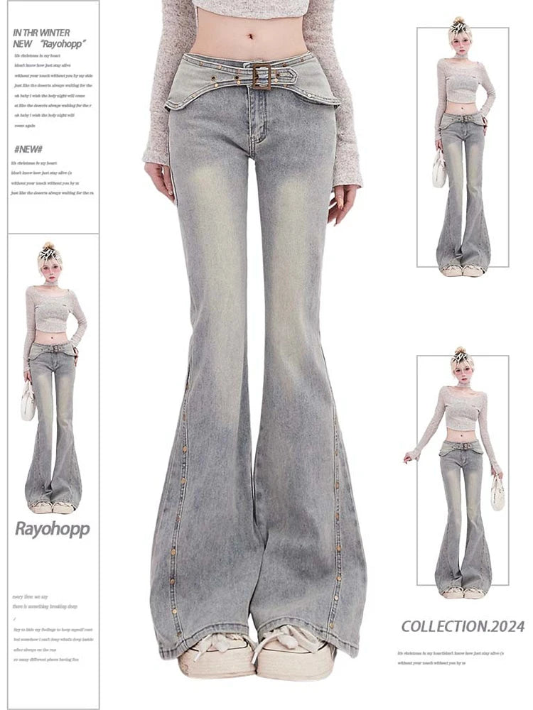 Low Rise Flare Denim Pants