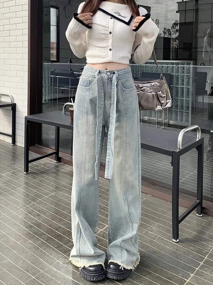 Slergiri Mid Waisted Raw Jeans